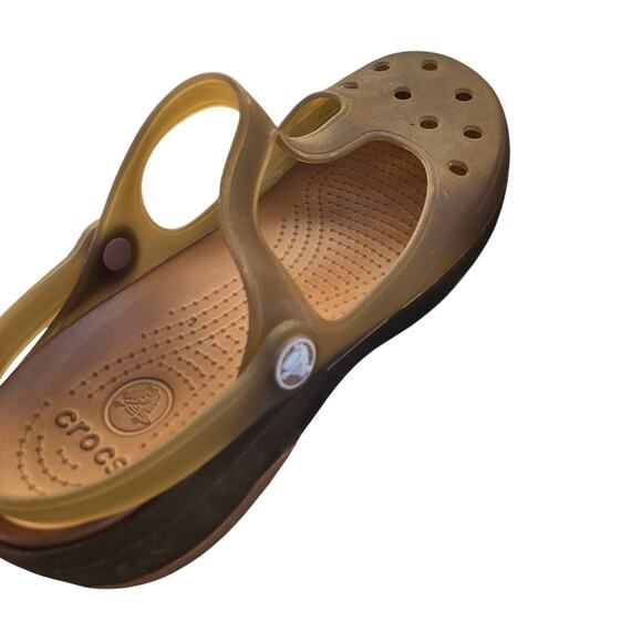 Crocs Sandals Clogs Womens Size 9 Carlie Mary Jane T Strap Khaki Green - Picture 3 of 10